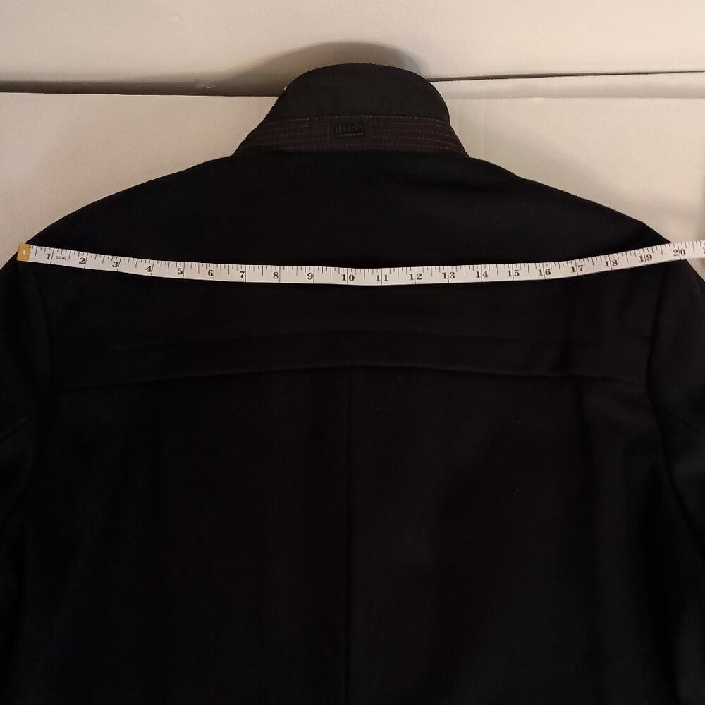 Hugo Boss Wool Cashmere Coat with Inner Bib & Ribbed Collar Size 40R EUC - Picture 13 of 16